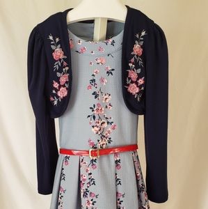 Girls' Floral Dress With Cardigan